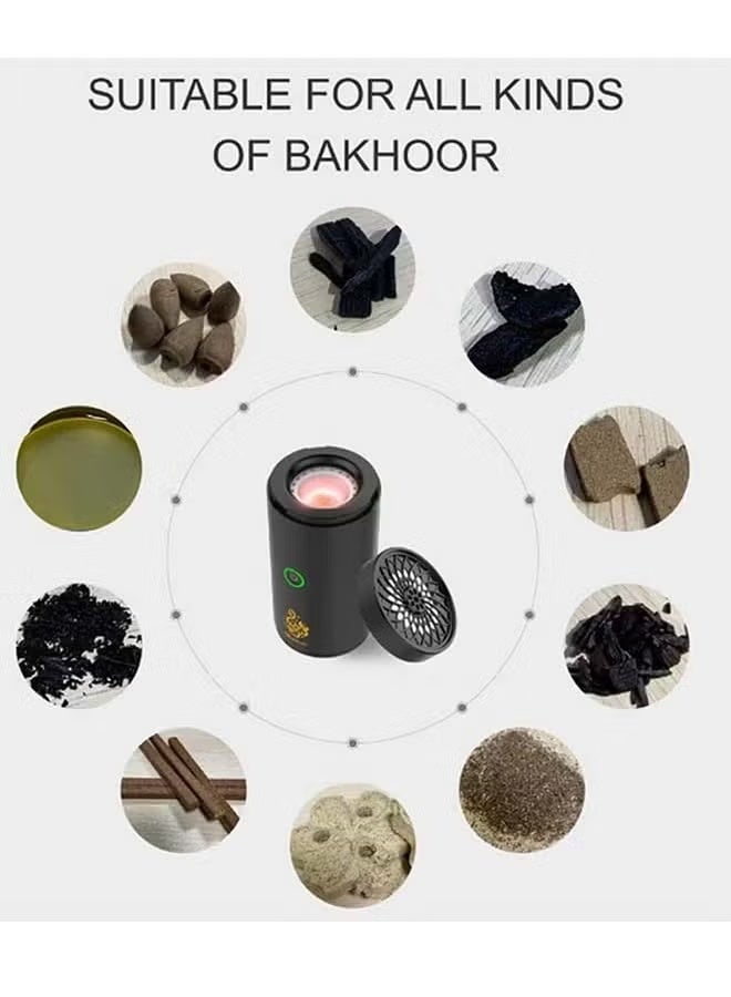 ADDFiT New Style Type-C Power Incense Burner Bukhoor With Quran Speaker And Bluetooth Speaker Black - Image 4